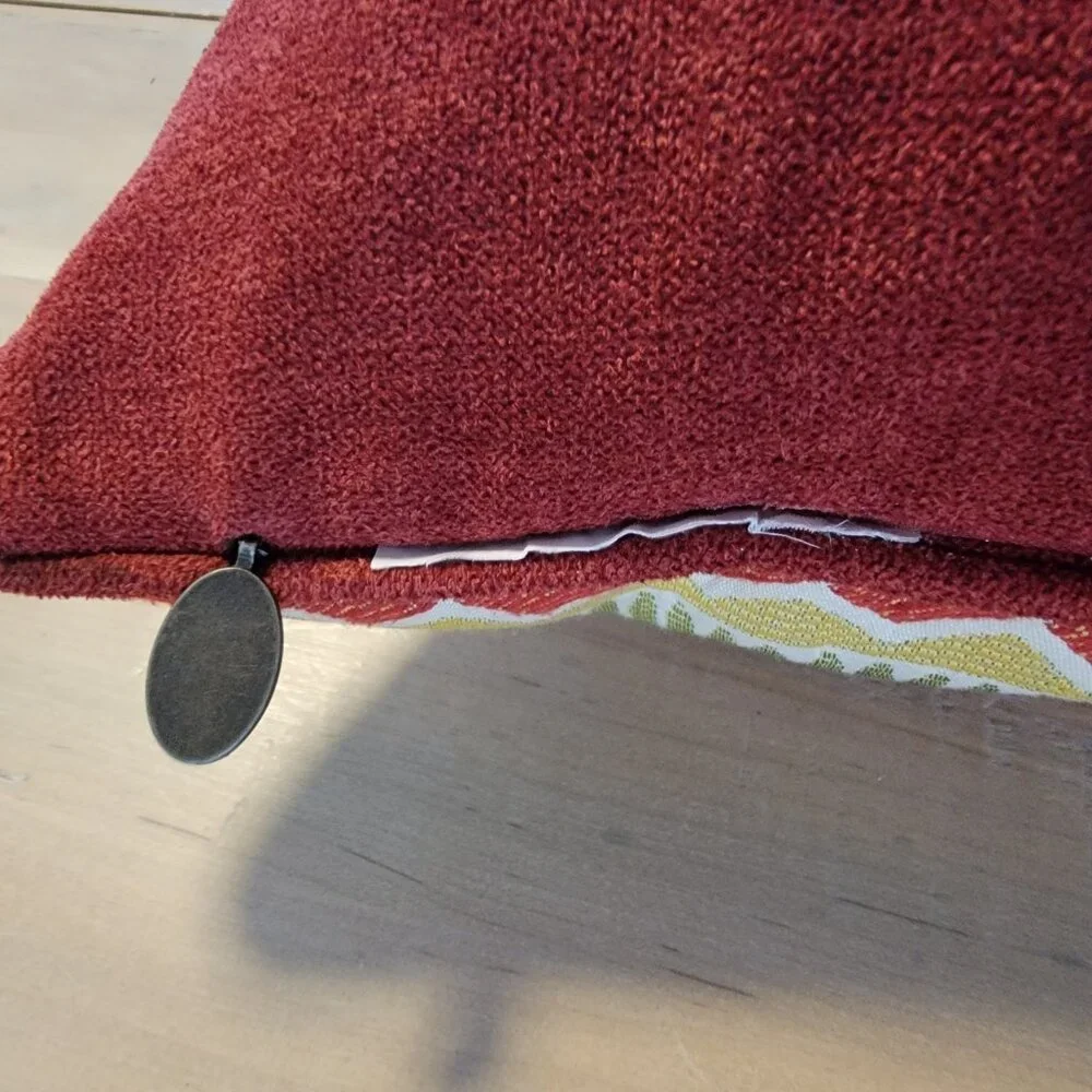 Pier 1 One Imports Square Throw‎ Pillow 19x19 Red Yellow Striped Zip Closure